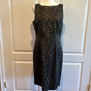 ANN TAYLOR LEOPARD GREEN SHEATH DRESS